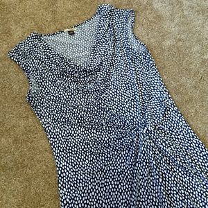 Dana Buchman Dress, Mid Length, Blue and White Spotted Pattern